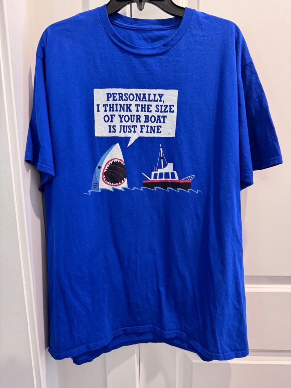 Blue Graphic Shark Tee - Novelty Boat Print